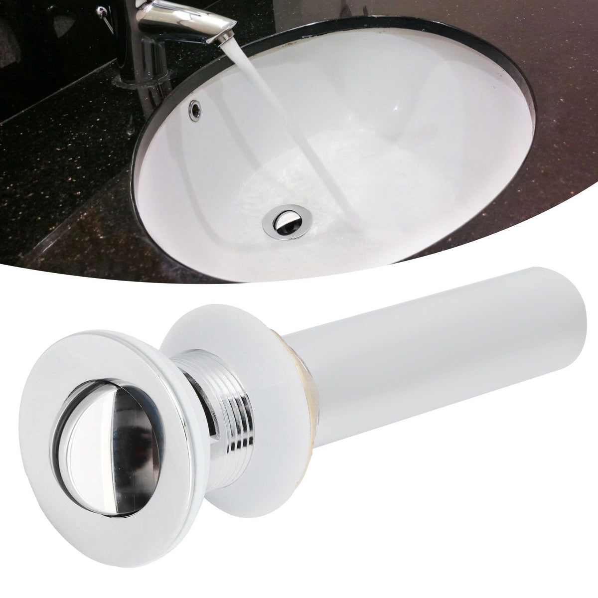 Bathroom Sink Drain Anti Clog Basin Popup Bounce Draining Stopper with Protective CoverWith Overflow Hole