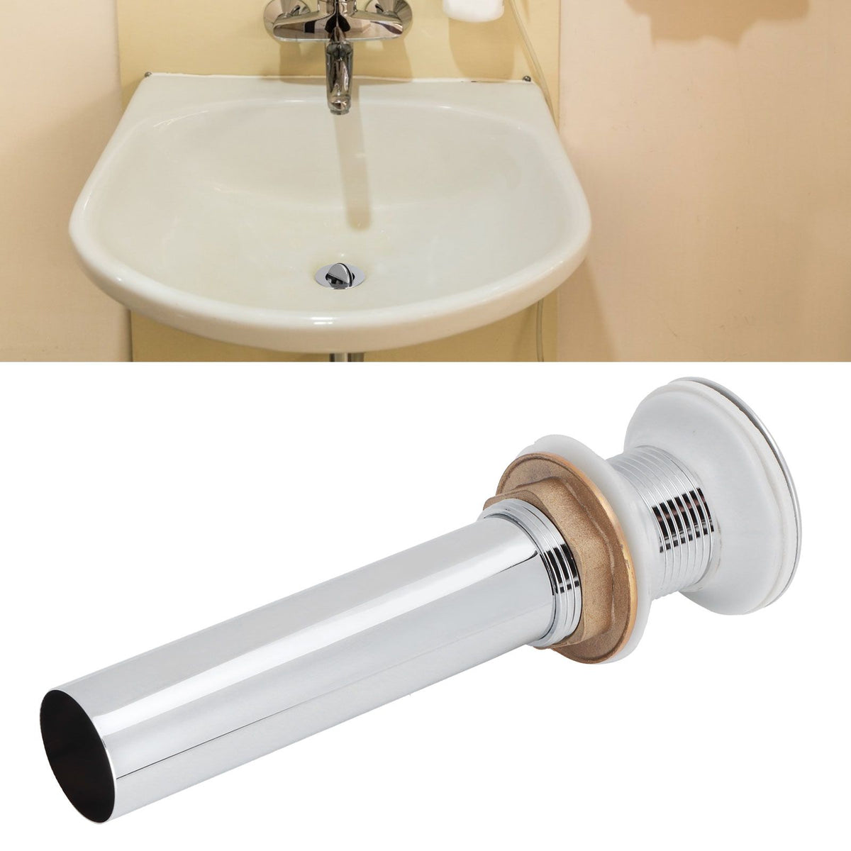 Bathroom Sink Drain Anti Clog Basin Popup Bounce Draining Stopper with Protective CoverWithout Overflow Hole