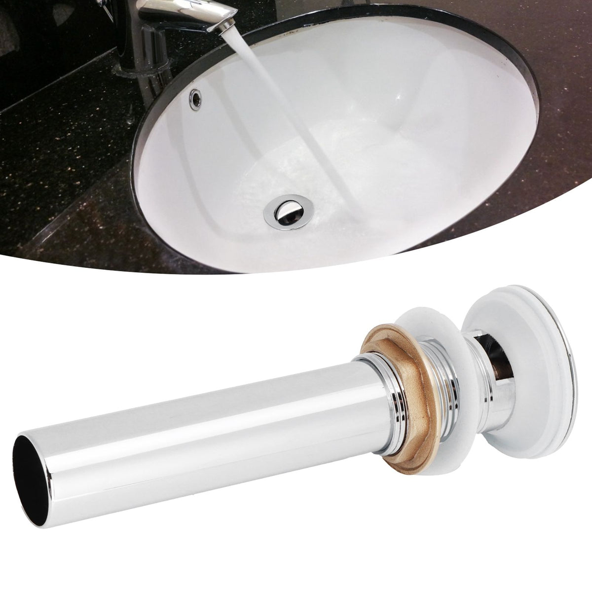 Basin Drain Sink Drain Stopper Electroplating Popup Drainer NonOverflow Bathroom Hardware(Electroplating Popup with Hole )
