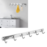 6-Hooks Bathroom Towel Hanger Kitchen Stainless Steel Hook Frame Storage Rack Organizer - Extra Image