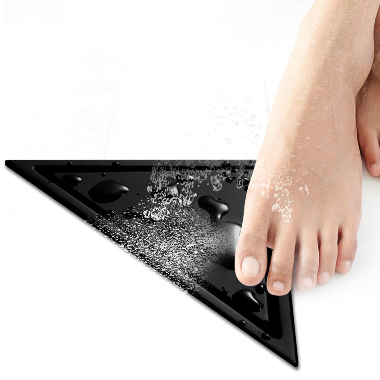 Floor Drain Set Thicken 304 Stainless Steel Concealed Triangular Sink Drain for Bathroom Black