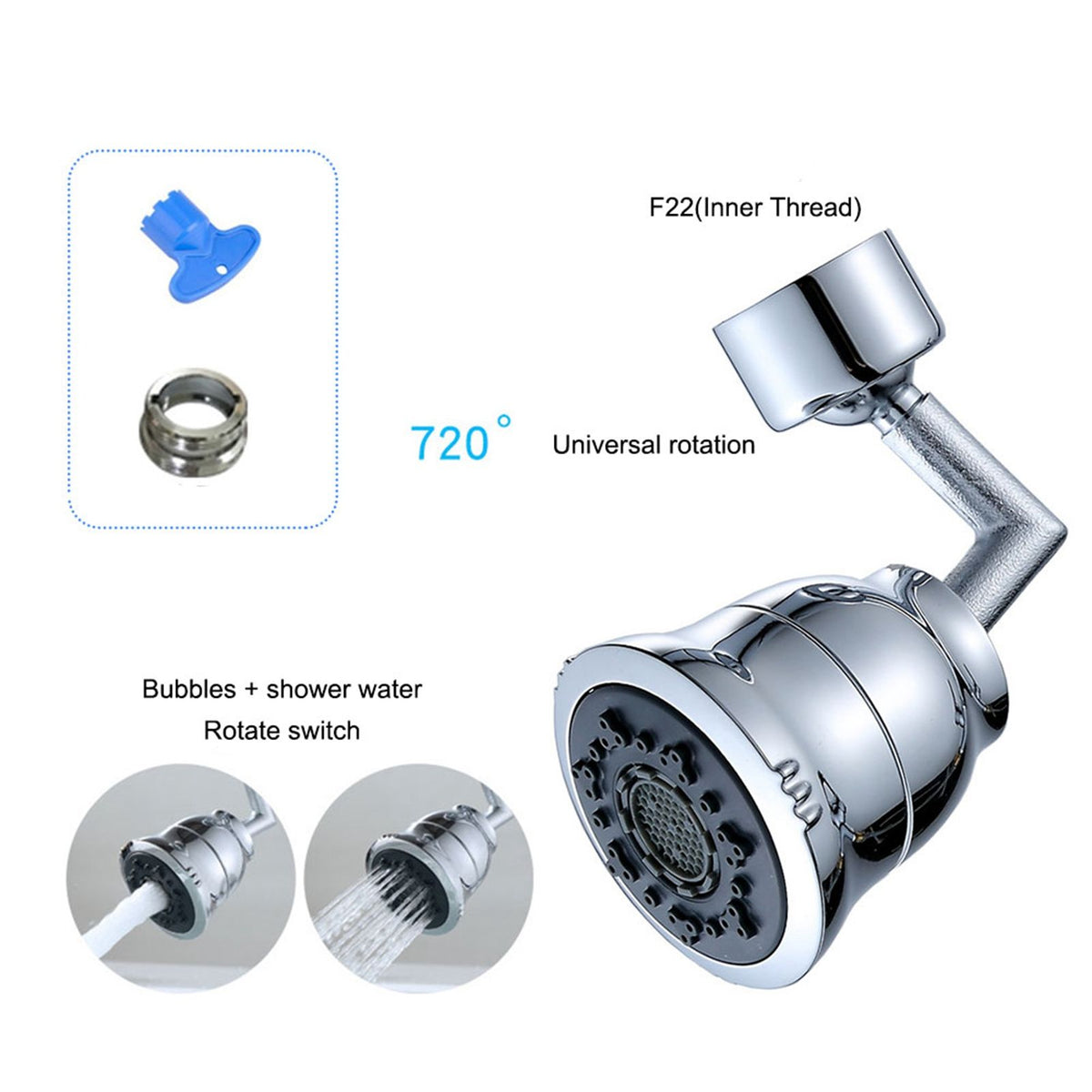 G1/2 Kitchen Sink Faucet Sprayer Water Saving Aerator Rotatable Faucet Spray Head Bubbler