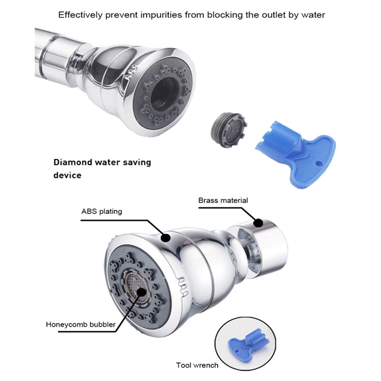 G1/2 Kitchen Sink Faucet Sprayer Water Saving Aerator Rotatable Faucet Spray Head Bubbler