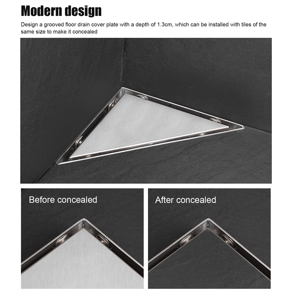 Concealed Floor Drain Triangular Corner Drain Set for Home Balcony Bathroom Shower Room