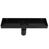 Floor Drain Set 304 Stainless Steel Linear Rectangular Shower Drain Matte Black 30cm - Low Angle