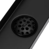 Floor Drain Set 304 Stainless Steel Linear Rectangular Shower Drain Matte Black 30cm