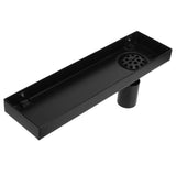 30cm Floor Drain 304 Stainless Steel Matte Black Linear Floor Concealed Drainer with Removable Cover - Close-Up Angle