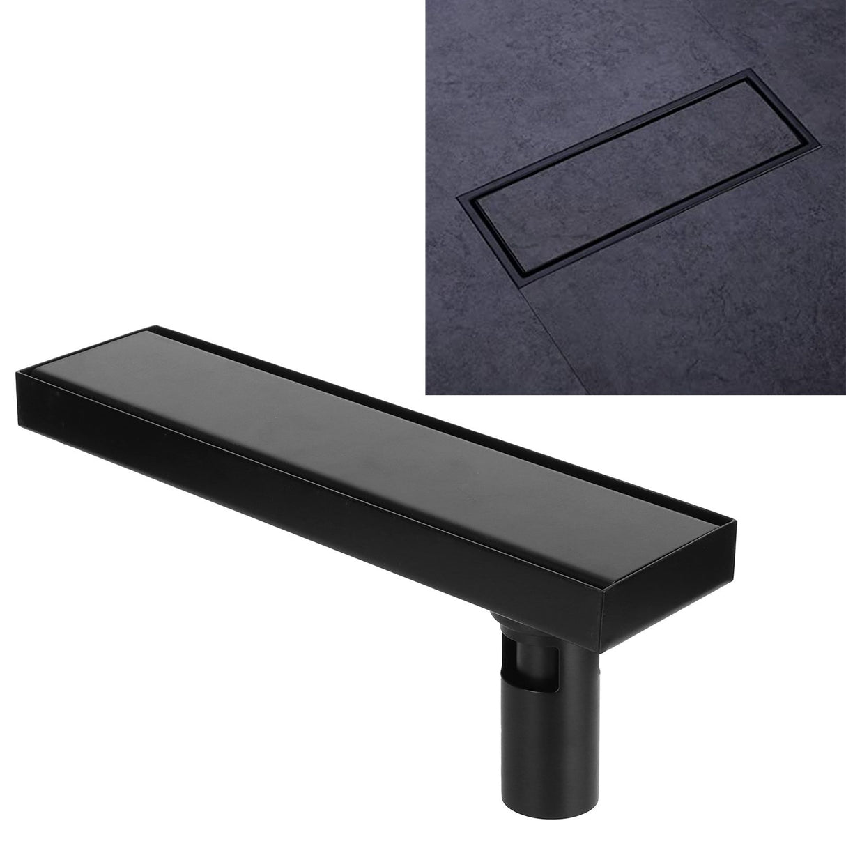 30cm Floor Drain 304 Stainless Steel Matte Black Linear Floor Concealed Drainer with Removable Cover