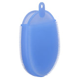 Silicone Dishwashing Brush Bath Body Face Cleansing Brush Kitchen Bathroom Cleaning ToolsBlue - Front View