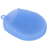 Silicone Dishwashing Brush Bath Body Face Cleansing Brush Kitchen Bathroom Cleaning ToolsBlue - Side View