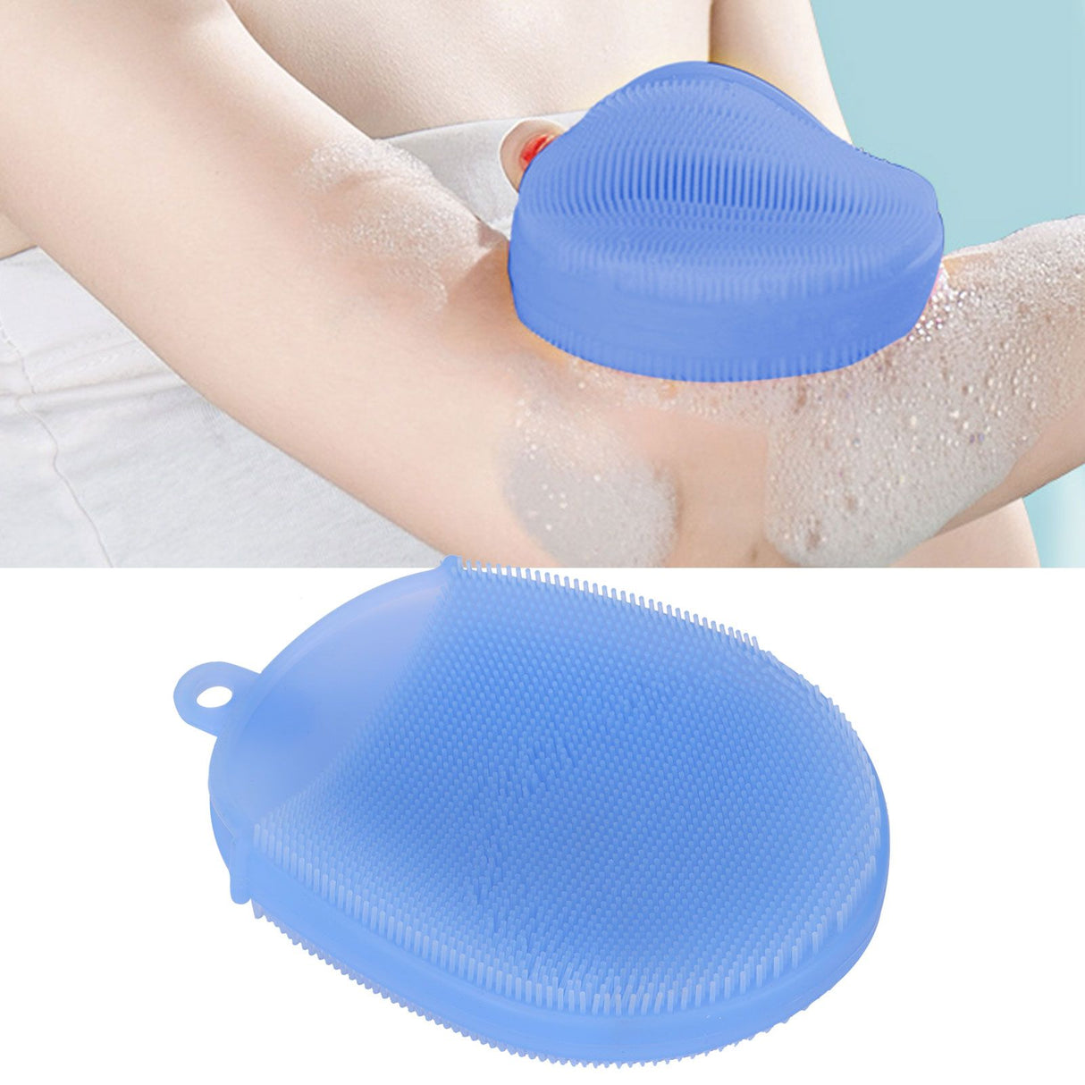 Silicone Dishwashing Brush Bath Body Face Cleansing Brush Kitchen Bathroom Cleaning ToolsBlue
