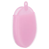 Silicone Dishwashing Brush Bath Body Face Cleansing Brush Kitchen Bathroom Cleaning ToolsPink - Front View