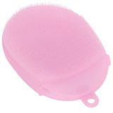 Silicone Dishwashing Brush Bath Body Face Cleansing Brush Kitchen Bathroom Cleaning ToolsPink - Top-Down View
