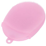Silicone Dishwashing Brush Bath Body Face Cleansing Brush Kitchen Bathroom Cleaning ToolsPink - Close-Up Angle