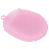 Silicone Dishwashing Brush Bath Body Face Cleansing Brush Kitchen Bathroom Cleaning ToolsPink - Low Angle