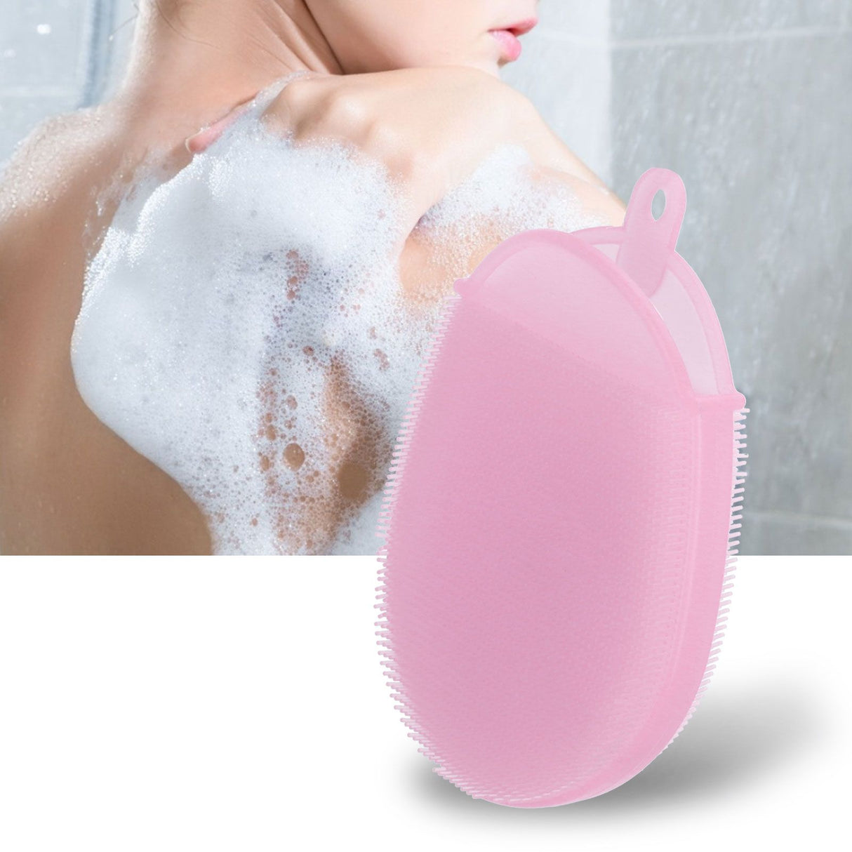 Silicone Dishwashing Brush Bath Body Face Cleansing Brush Kitchen Bathroom Cleaning ToolsPink