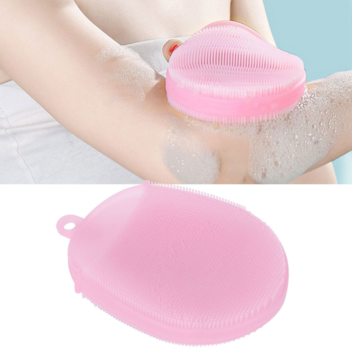 Silicone Dishwashing Brush Bath Body Face Cleansing Brush Kitchen Bathroom Cleaning ToolsPink