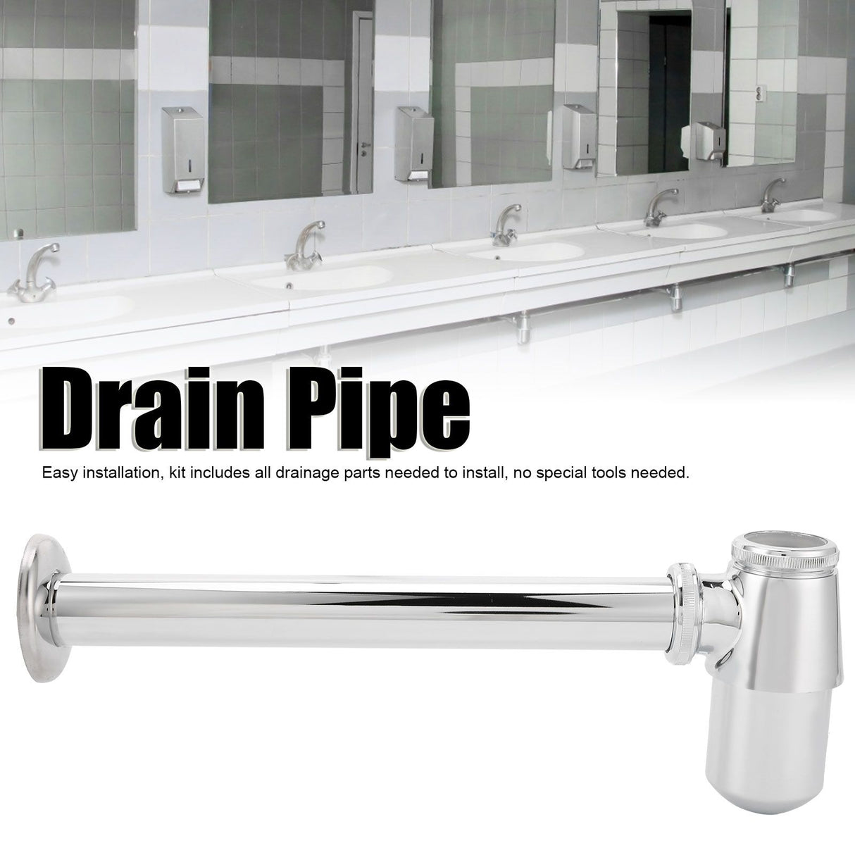 Bathroom Sink Basin Waste Pipe Copper Sink Pipe Trap Drain Kit for Kitchen Accessories