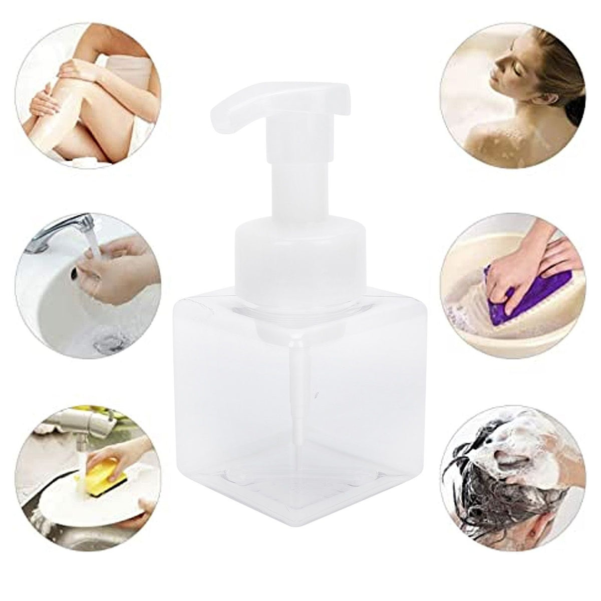 250ml Foaming Soap Dispenser Refillable Pump Bottle for Bathroom Liquid Soap Shampoo Body Wash