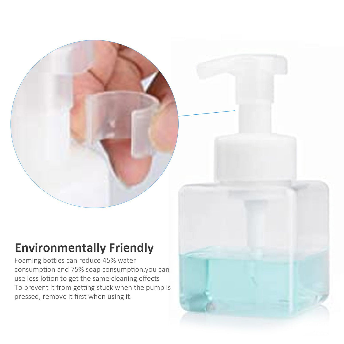 250ml Foaming Soap Dispenser Refillable Pump Bottle for Bathroom Liquid Soap Shampoo Body Wash