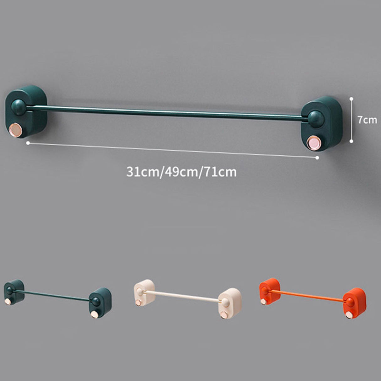 Bathroom Single Towel Rack Perforation Free Wall Mounted Towel Bar Bathroom AccessoryBlack Green Long