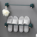 Bathroom Single Towel Rack Perforation Free Wall Mounted Towel Bar Bathroom AccessoryBlack Green Long