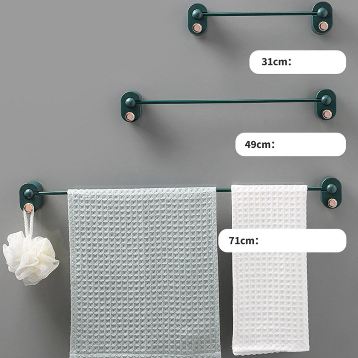 Bathroom Single Towel Rack Perforation Free Wall Mounted Towel Bar Bathroom AccessoryBlack Green Long