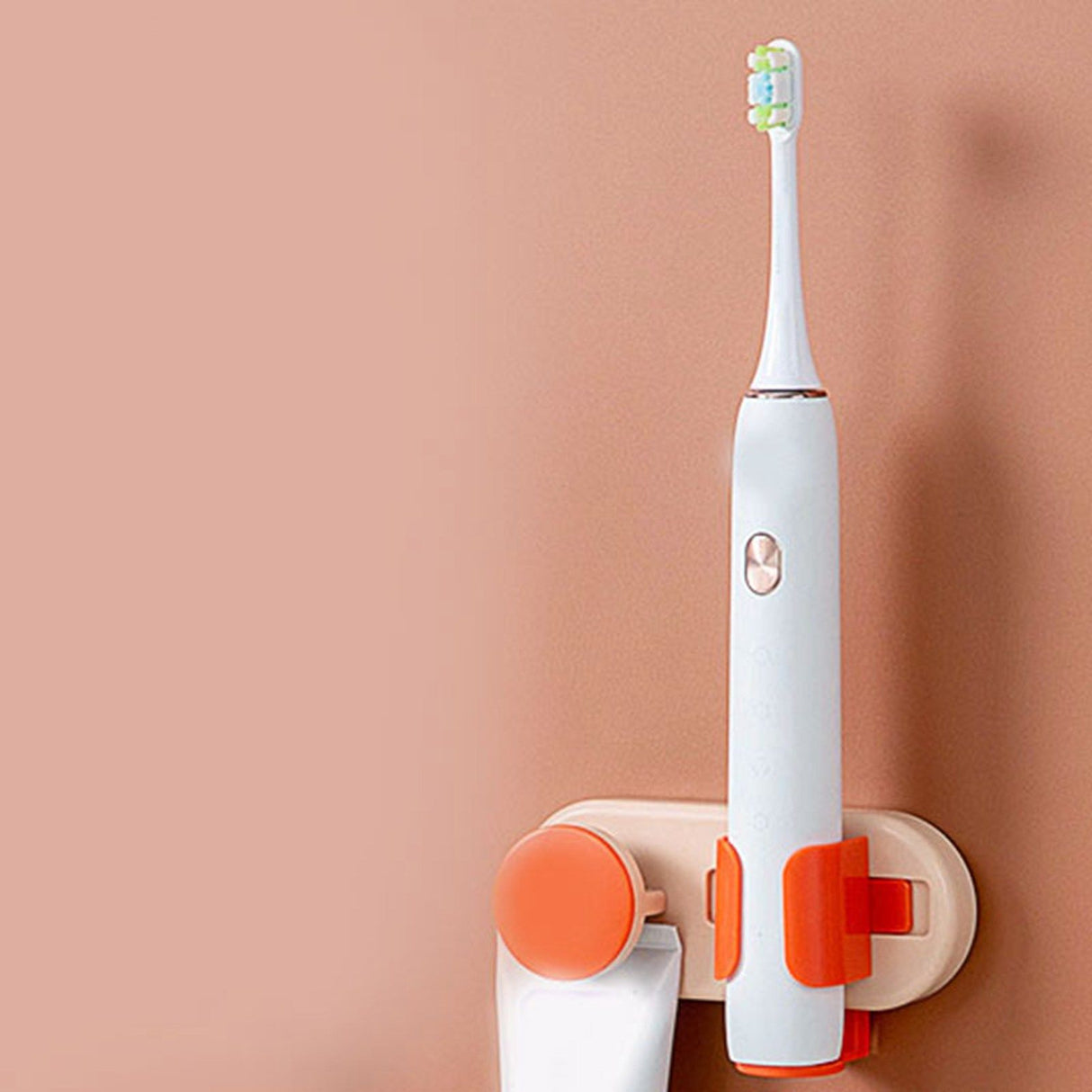 Bathroom Toothbrush Holder Multifunctional Wall Mounted Toothbrush Storage Rack for HouseholdPink Orange with Cup
