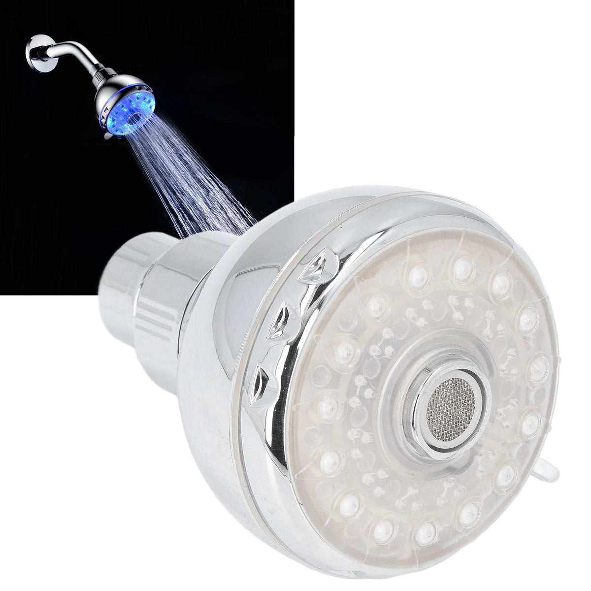 G1/2 Male Thread Shower Head Temperature Controlled 3 Color Changing Rainfall LED Fixed Shower Head for Bathroom