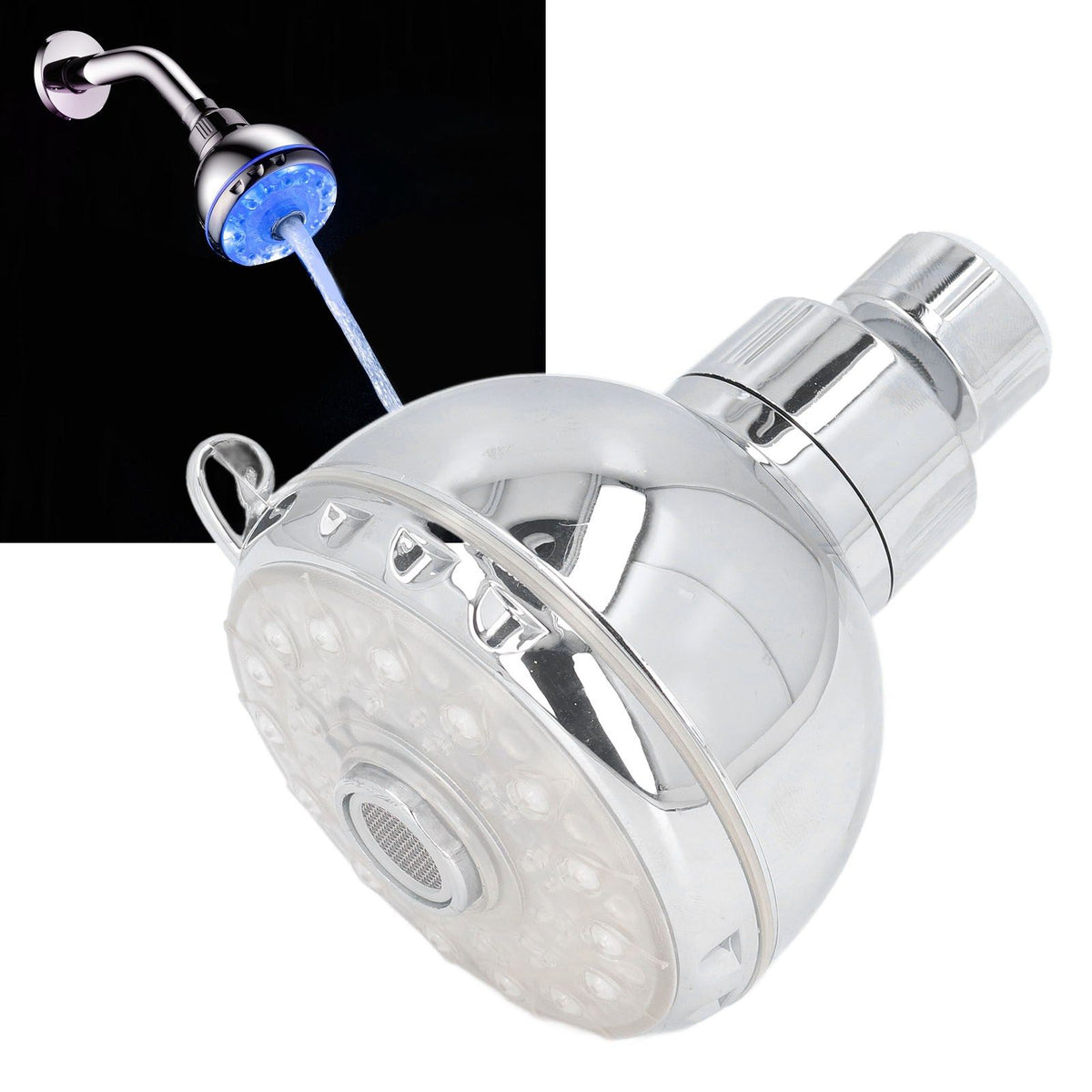 G1/2 Male Thread Shower Head Temperature Controlled 3 Color Changing Rainfall LED Fixed Shower Head for Bathroom