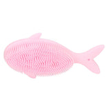 Baby Bath Brush Cartoon Whale Shape Silicone Soft Hair Baby Bath Shampoo Massage Cleaning Shower Brush Kids Bath Toys Pink - Low Angle