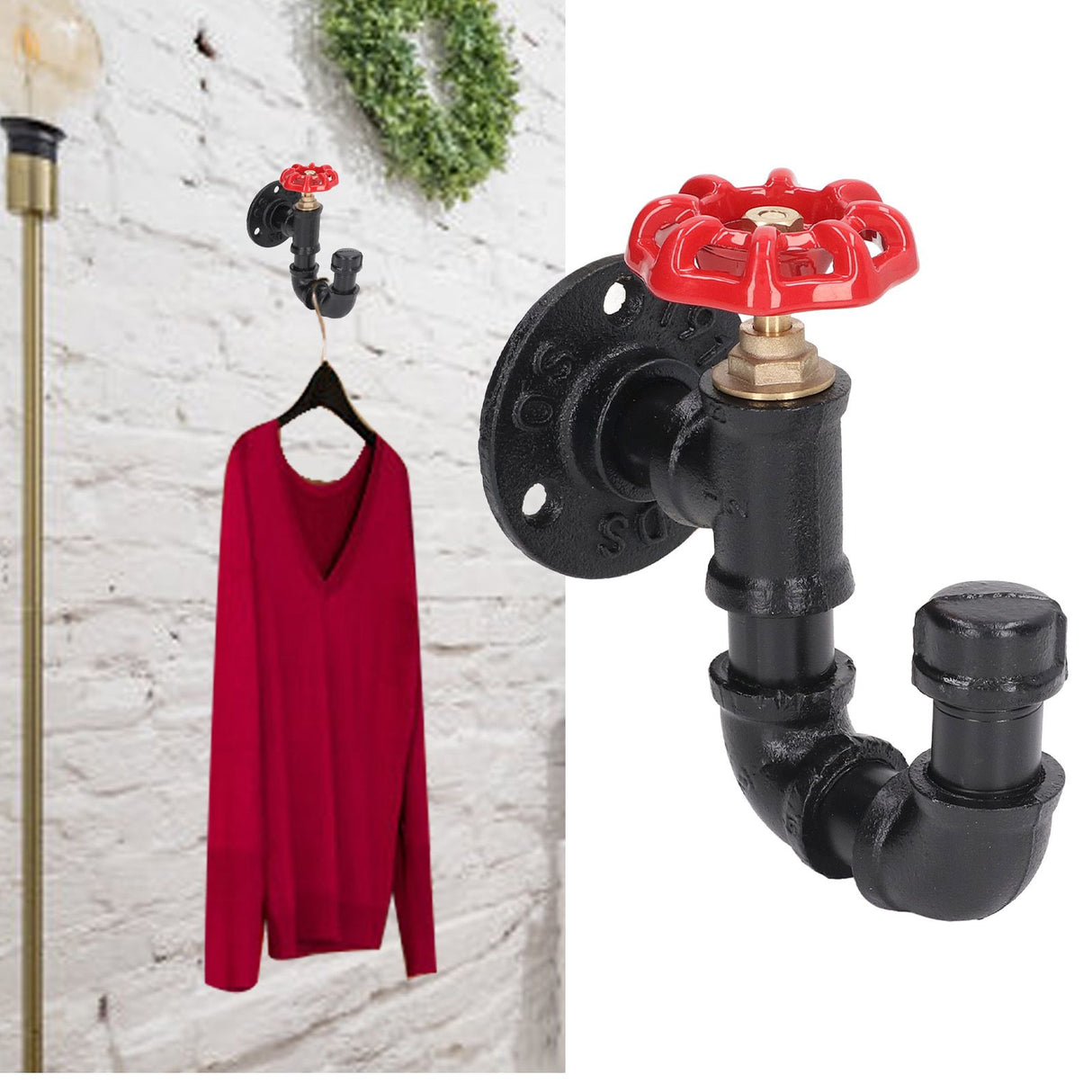 Industrial Pipe Coat Hook Rack Heavy Duty Rustic Hat Robe Towel Wall Mounted Holder Hanger Type B