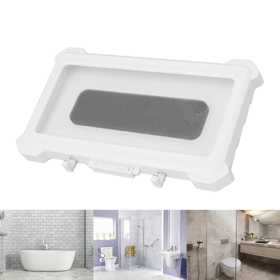 Shower Phone Holder Waterproof Case Touch Screen Rotating Phone Holder Wall Mount Shelf for Bathroom Kitchen 9801W White
