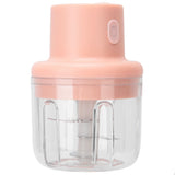 250ml Pink Electric Meat Grinder Food Chopper Mini Kitchen Shredder USB Charging - Front View