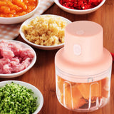 250ml Pink Electric Meat Grinder Food Chopper Mini Kitchen Shredder USB Charging - Extra Image