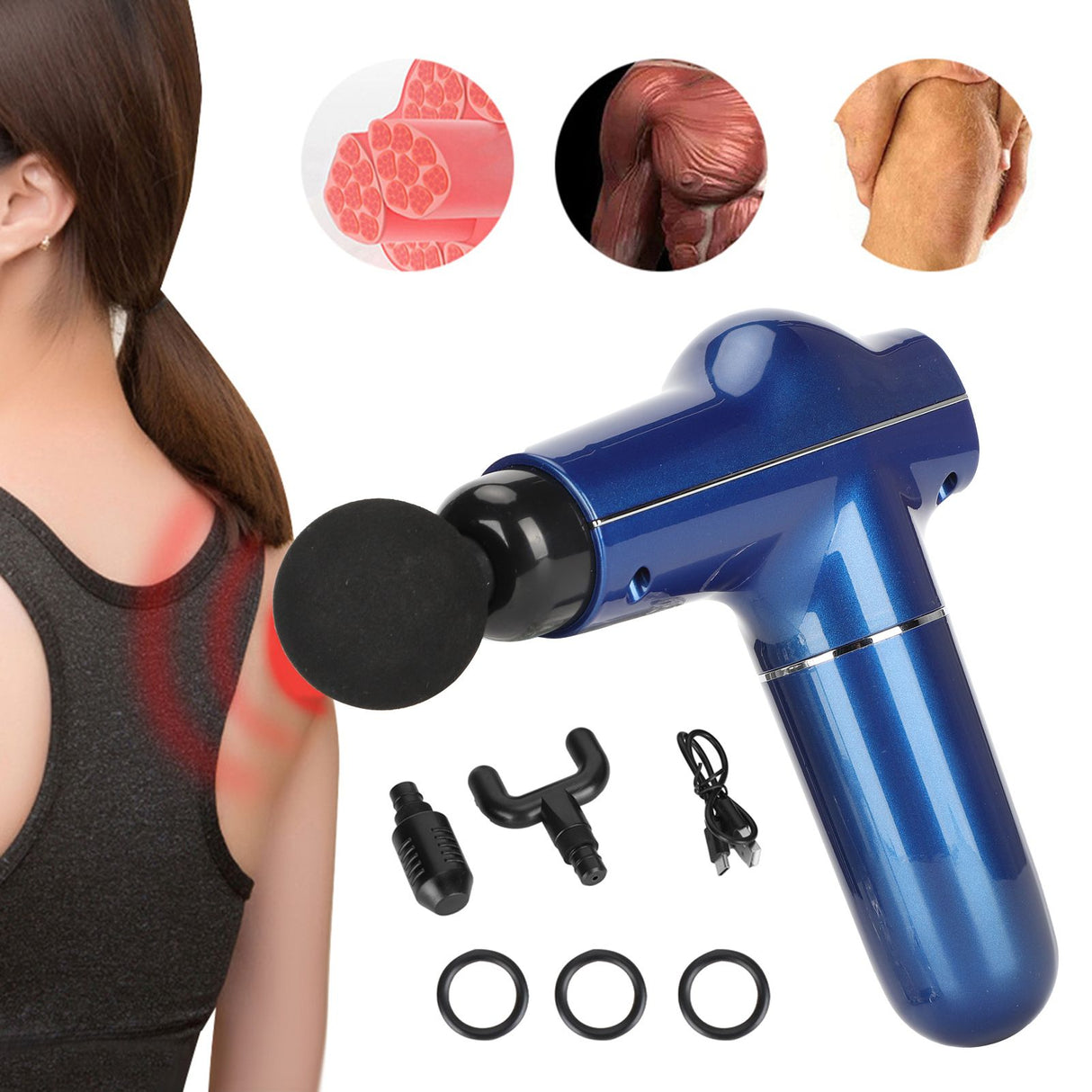 Mini Muscle Stimulator Body Relaxation Portable Muscle Massager Equipment with 3 Gears(Blue Metallic PaintUV Varnishing )