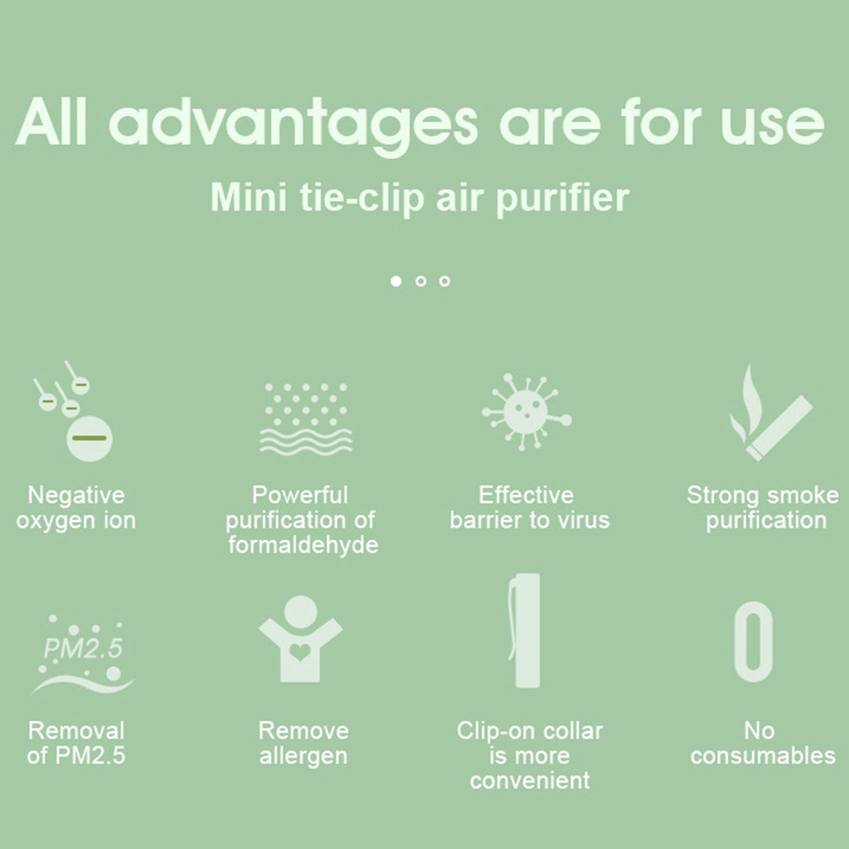 Air Purifier 8 Million Negative Ion Air Cleaner Tie Clip Portable Ion Generator USB ChargingGray