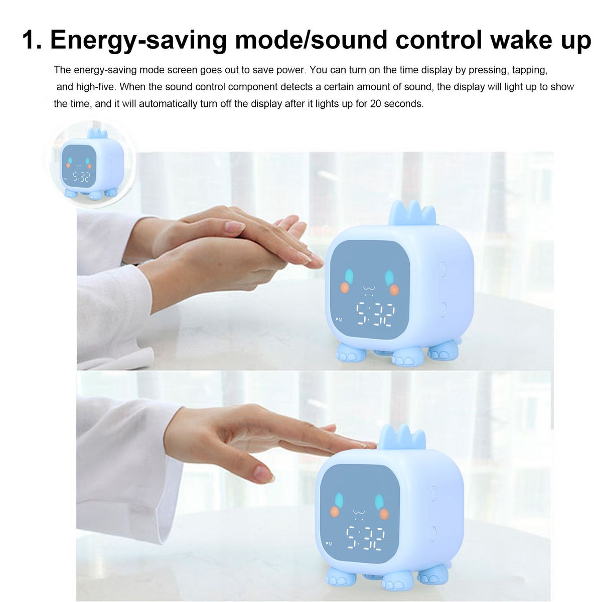 LED Alarm Clock Mini Portable Voice Control Temperature Display USB Charging 60 Minutes Timer