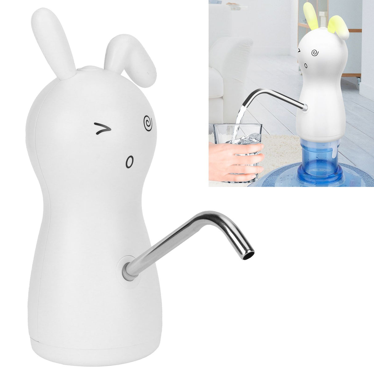 Electric Water Dispenser Portable USB Charging 450ml Quantitative for 4.5L‑18.9L Barreled Water Rabbit Shape