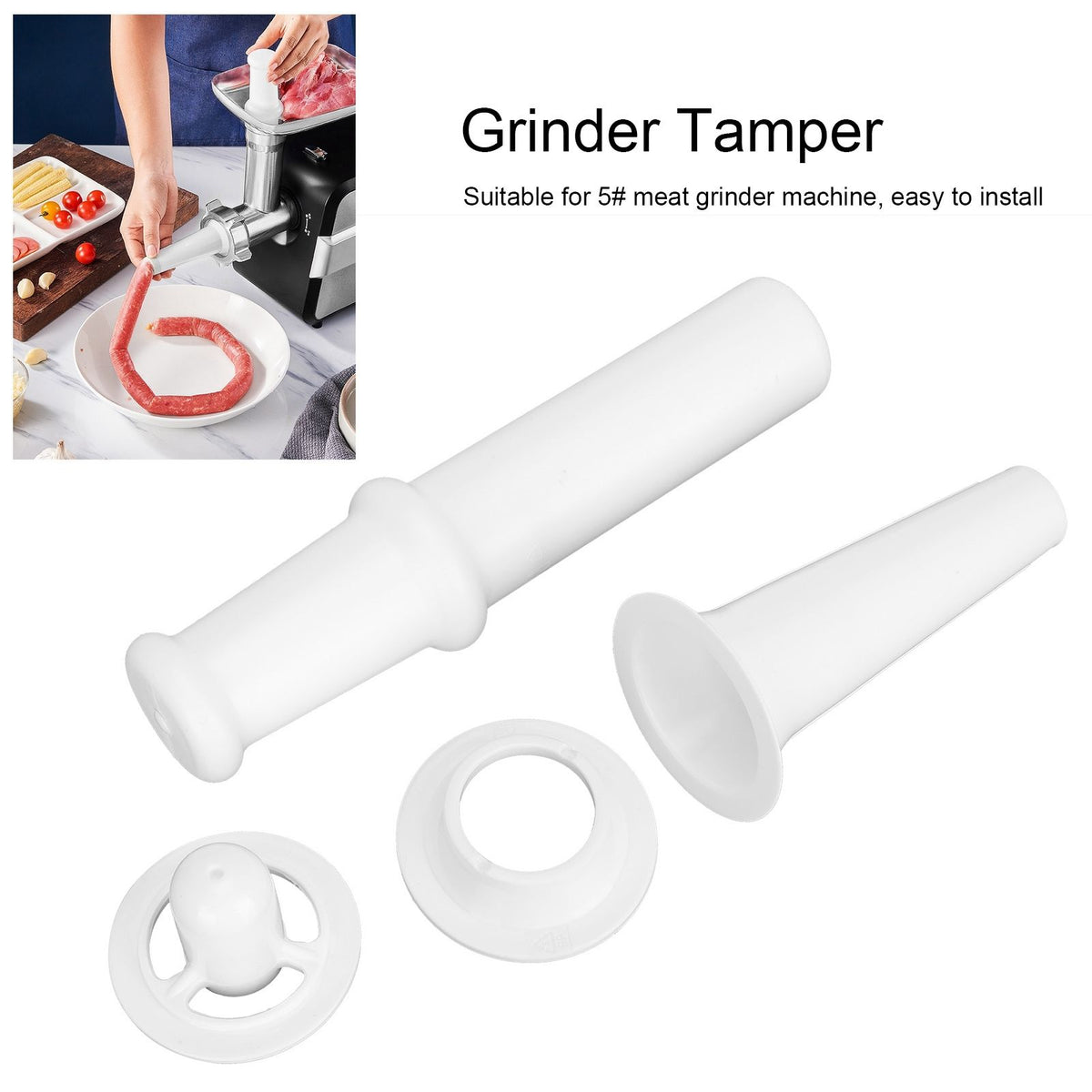 Universal Food Pusher Sausage Filler Nozzle Kubbe Attachment Kit for 5# Meat Grinder