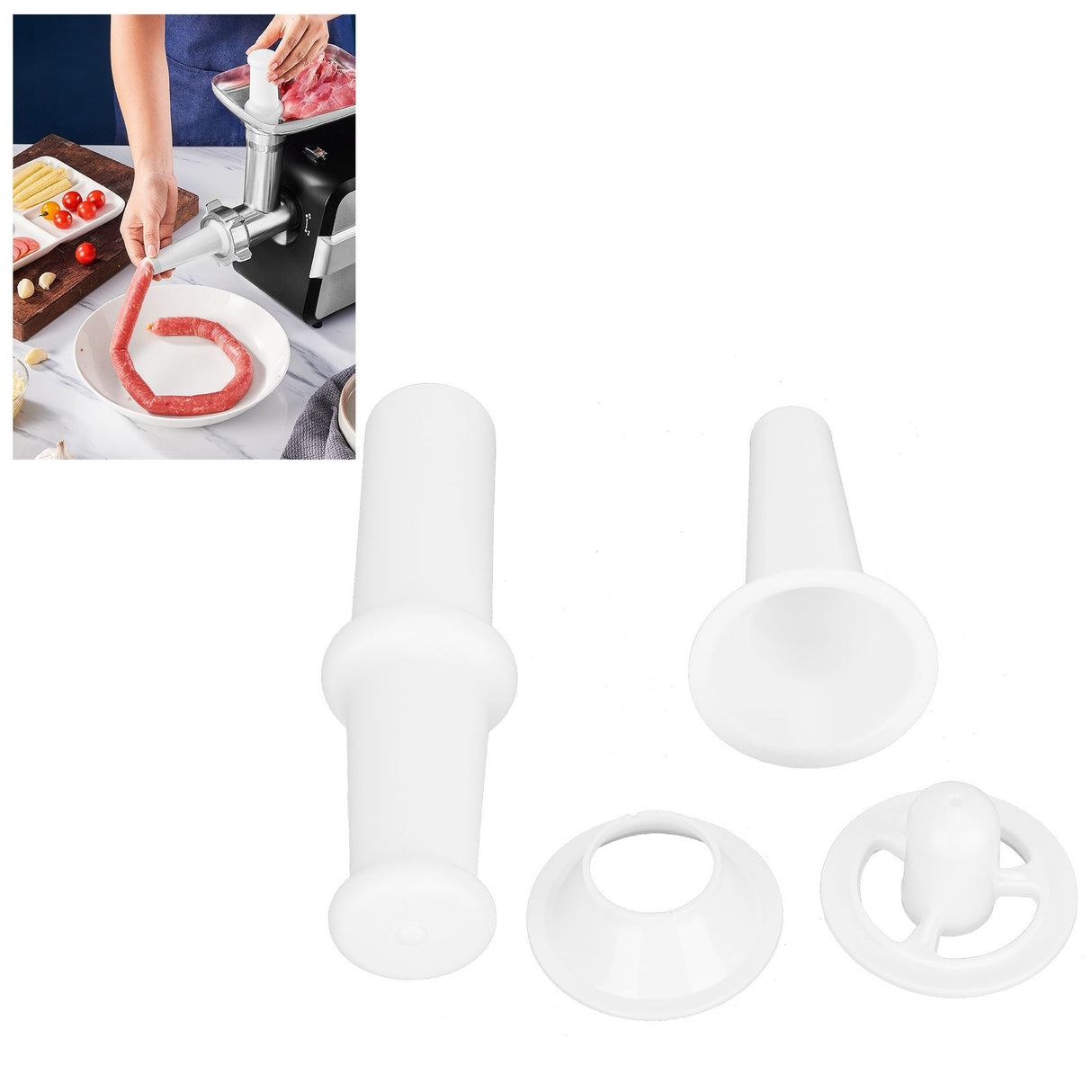 Food Pusher Sausage Filling Nozzle Kubbe Attachment for 7# Meat Grinder Universal