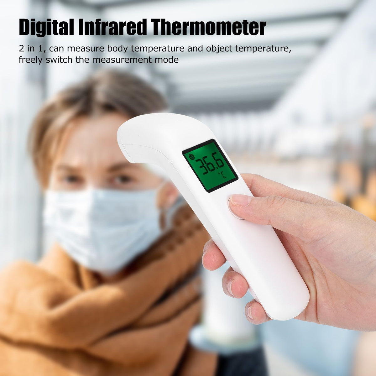 Handheld Forehead Thermometer Digital Infrared Noncontact Fever Alarm 50 Groups of Memory