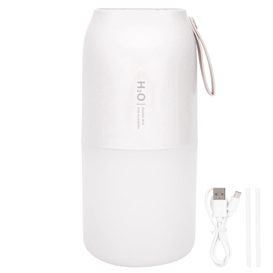 300ml Double Spray Humidifier Diffuser USB Charging Nanometer Atomization 2 Gears Night LightWhite