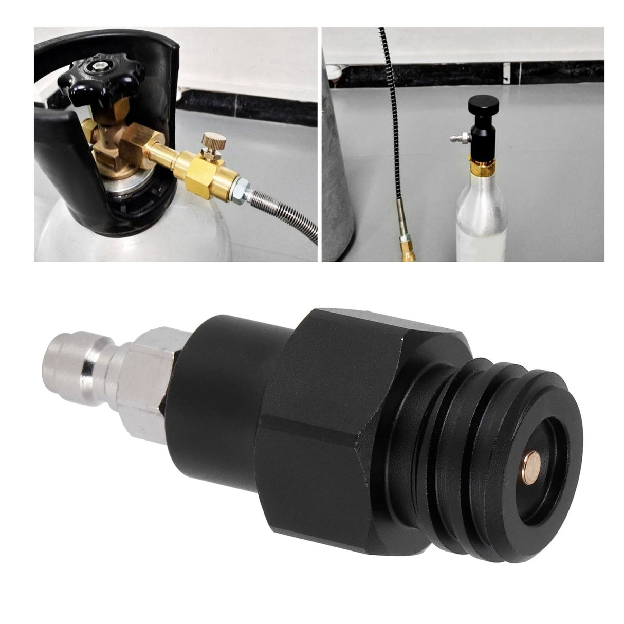 8mm Male Quick Plug to Male Thread TR21-4 CO2 Cylinder Tank Adapter Connector for Soda Club(Black )