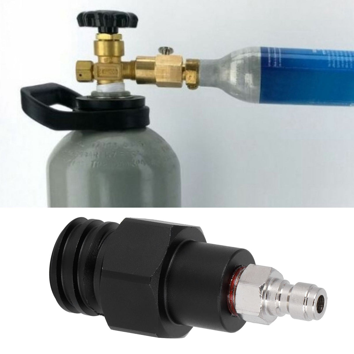 8mm Male Quick Plug to Male Thread TR21-4 CO2 Cylinder Tank Adapter Connector for Soda Club(Black )