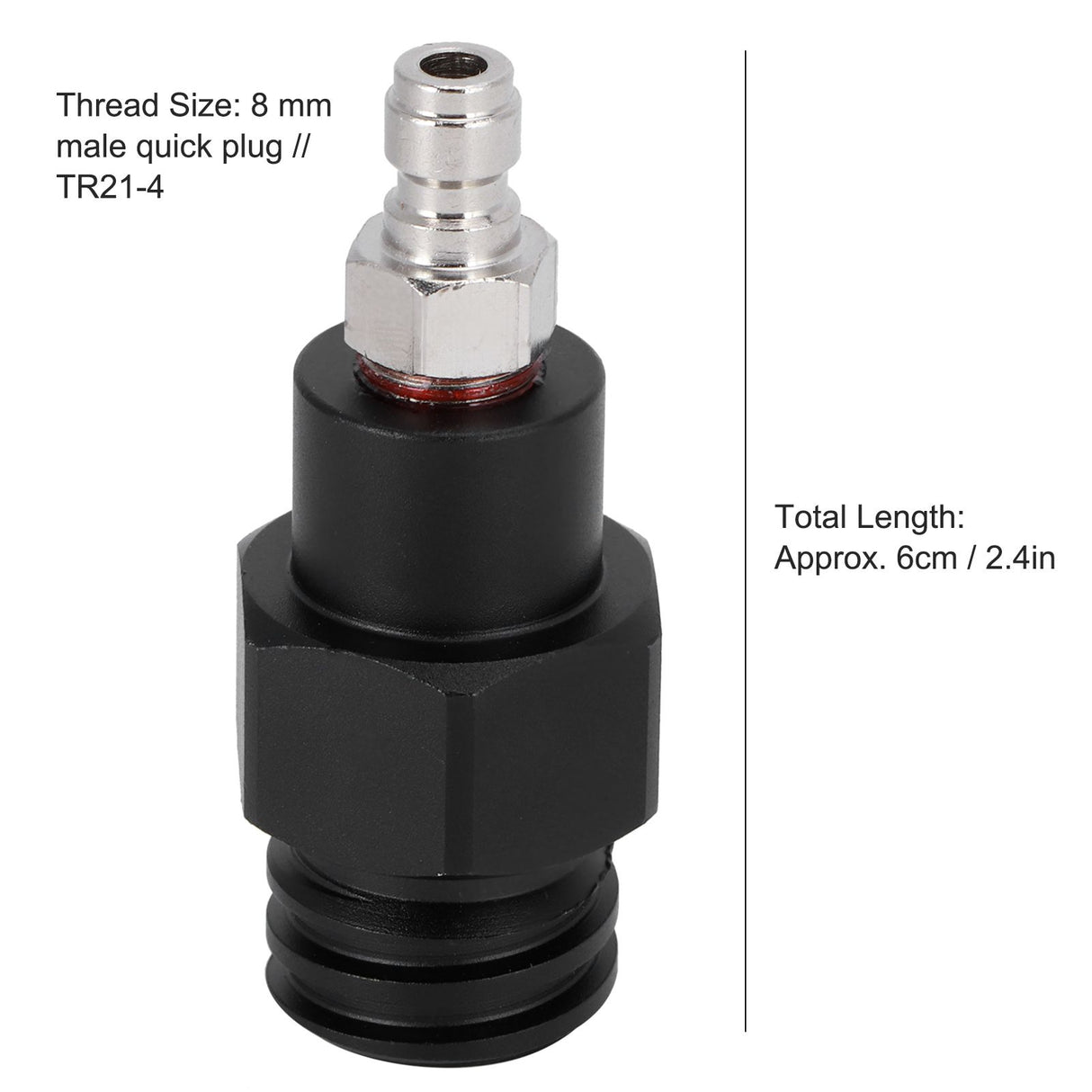 8mm Male Quick Plug to Male Thread TR21-4 CO2 Cylinder Tank Adapter Connector for Soda Club(Black )