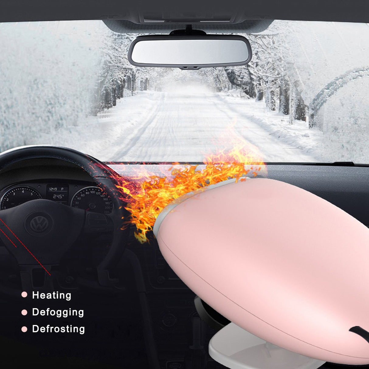 150W 12V Fan Heater 360 Degree Rotation Portable Windscreen Defroster Cigar Lighter for Car