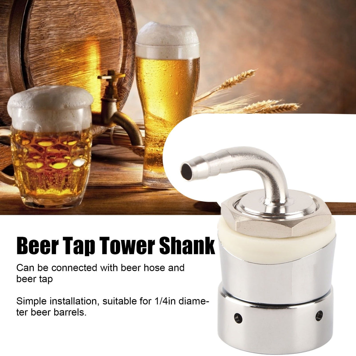 Draft Beer Tap Tower Shank Assembly 1/4in Stainless Steel Home Brewing Beer Faucet Accessory