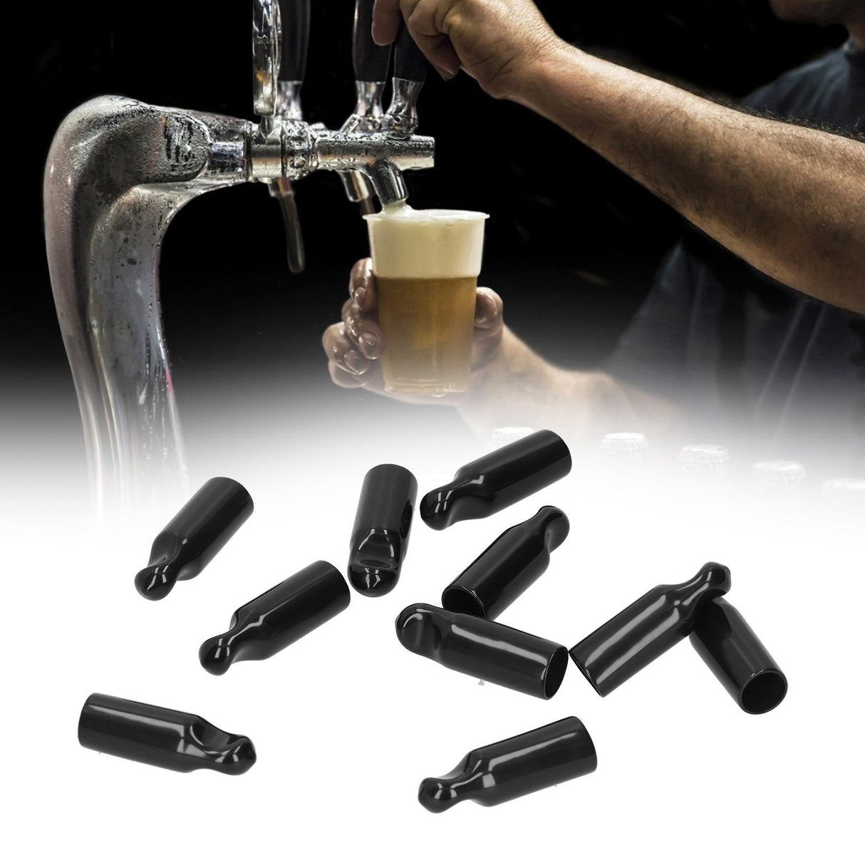 10Pcs Beer Tap Cap Rubber Covers Accessory for Beer Barrel Draft Beer Faucet Black
