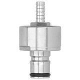 Stainless Steel Carbonation Cap with 5/16in Barb Ball Lock Type Fit Soft PET Bottle Beer Making - Top-Down View
